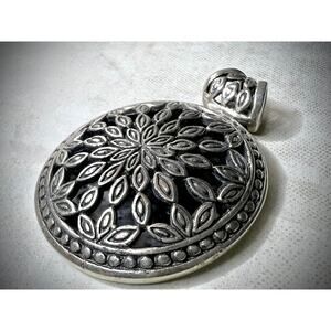 Artisan 925 Silver Mandala Shadowbox Statement Medallion Pendant 2.5"